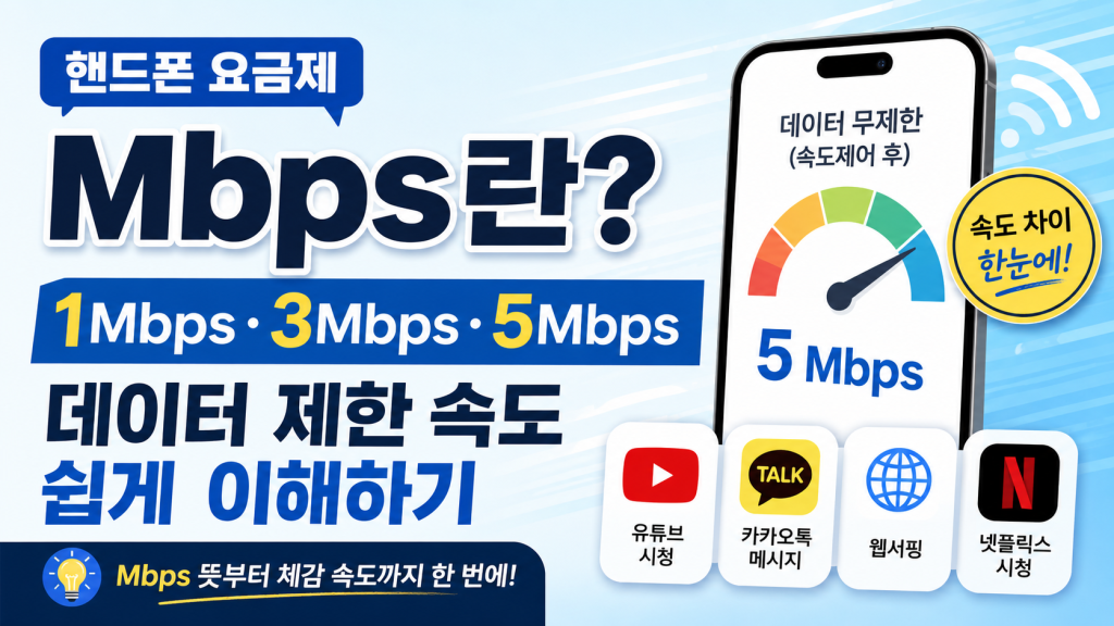핸드폰 요금제 Mbps란? 1Mbps·3Mbps·5Mbps 데이터 제한 속도 쉽게 이해하기
