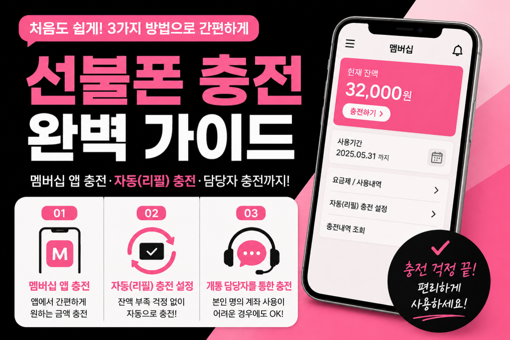 선불폰 충전 방법 총정리|멤버십 앱 충전부터 자동충전까지